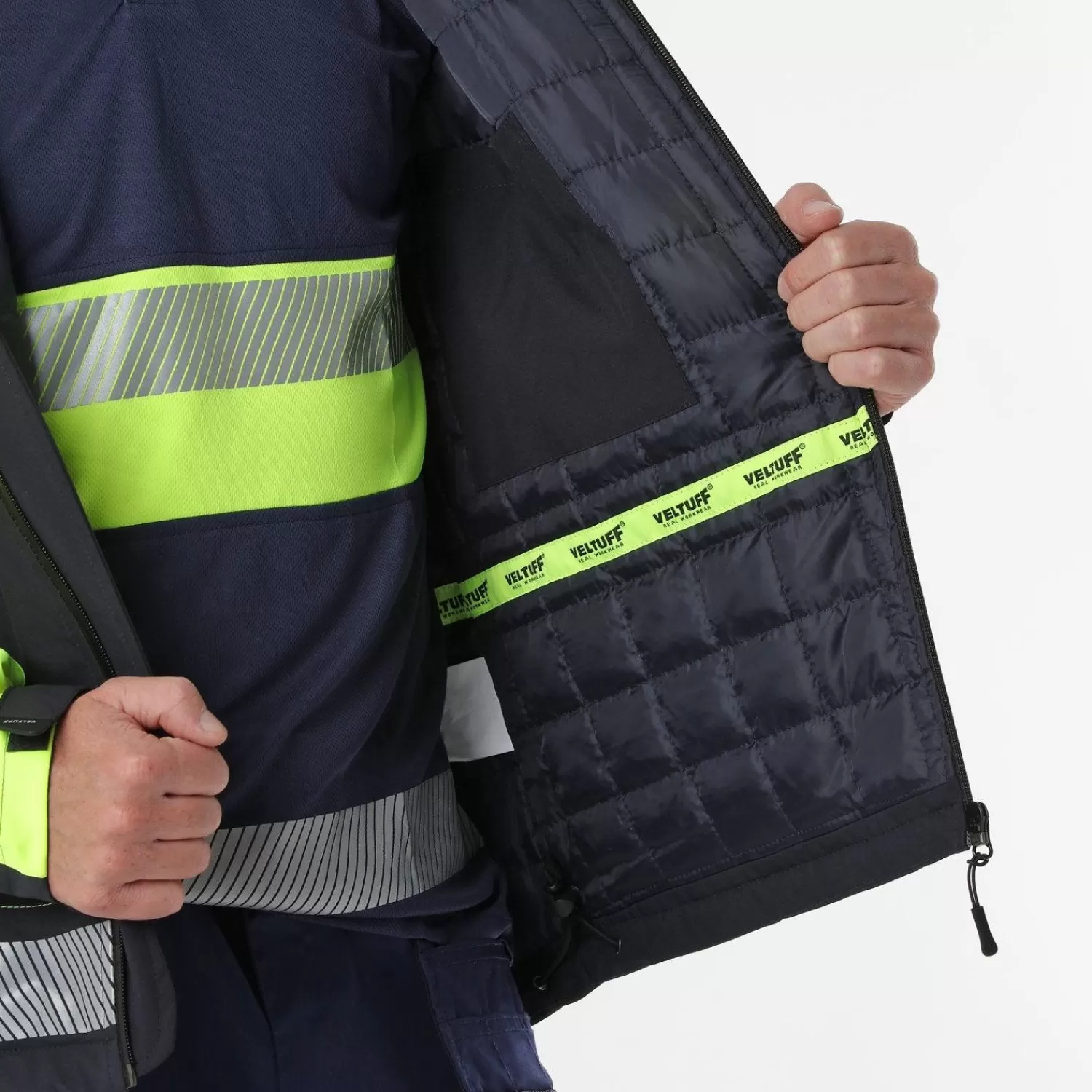 Online VELTUFF Protex1 Vinter Hi-Vis Arbejdsjakke Marineblå/gul